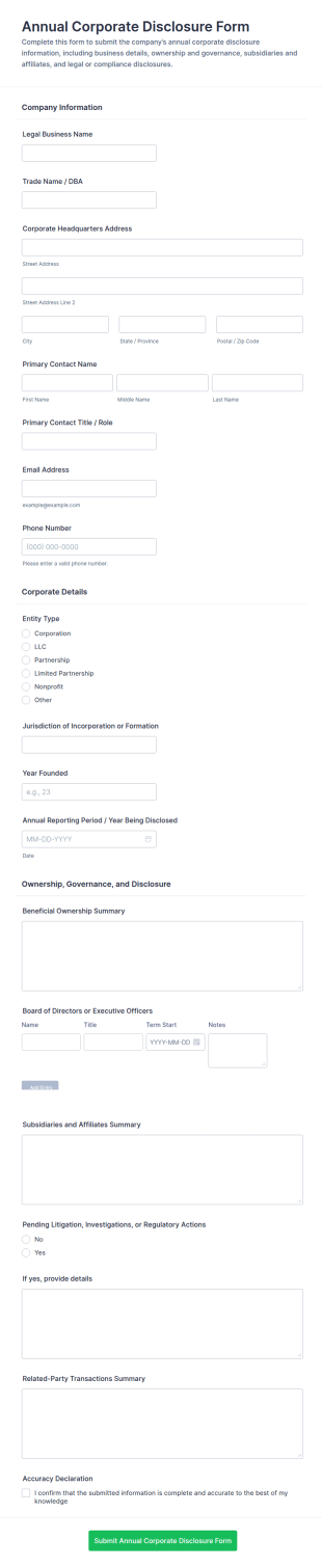 Annual Corporate Disclosure Form Template
