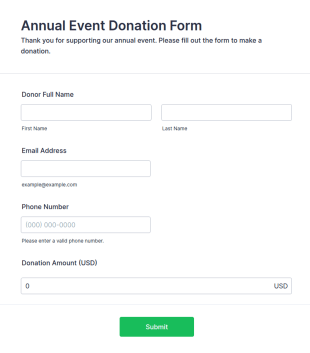 Annual Event Donation Form Template