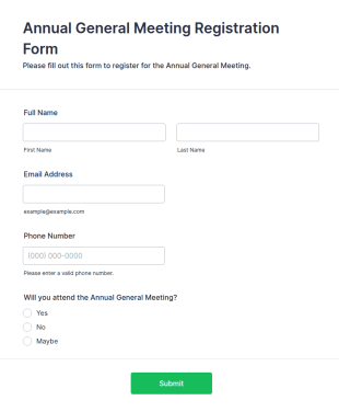 Annual General Meeting Registration Form Template