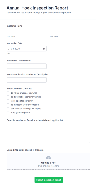 Annual Hook Inspection Report Form Template