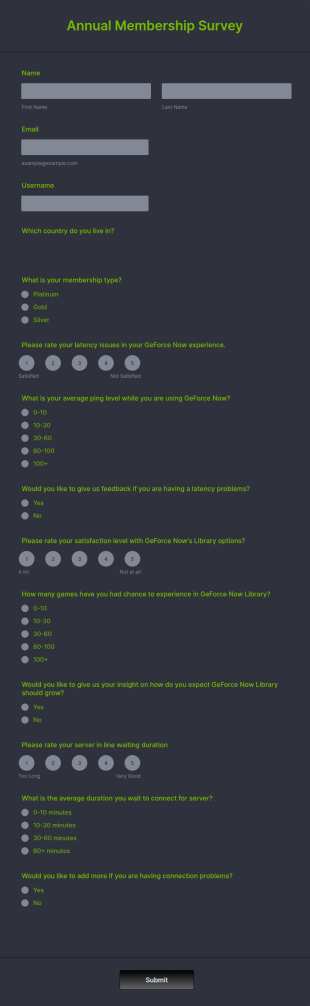 Annual Membership Survey Form Template