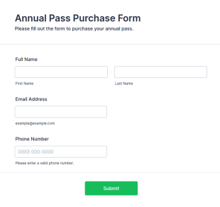 Annual Pass Purchase Form Template