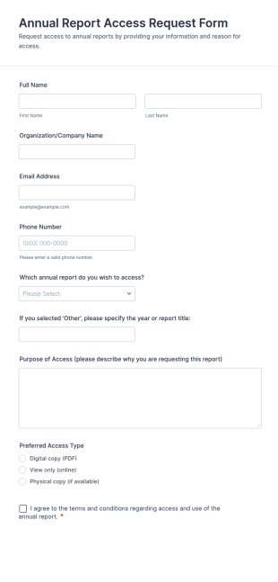 Annual Report Access Request Form Template