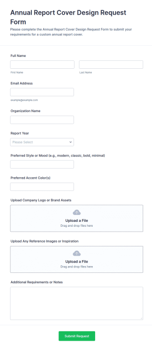 Annual Report Cover Design Request Form Template