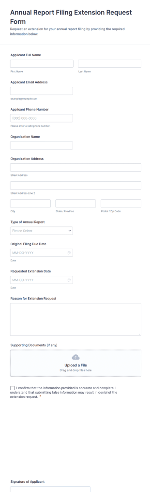 Annual Report Filing Extension Request Form Template