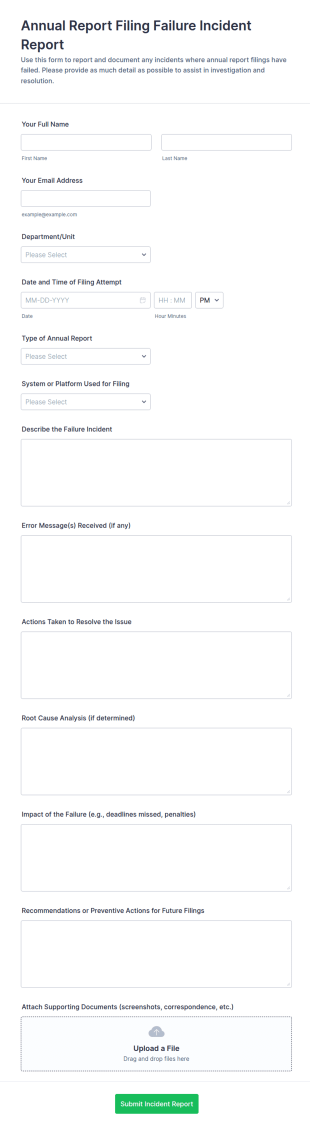 Annual Report Filing Failure Incident Report Form Template