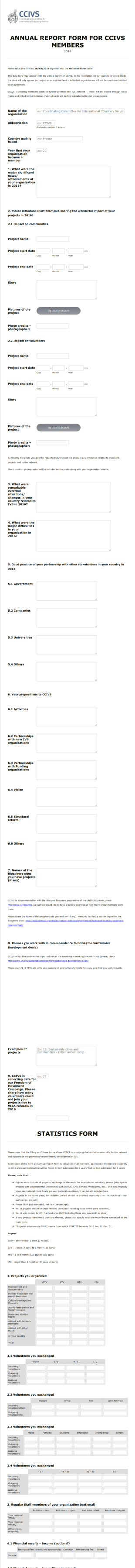Annual Report Form Template