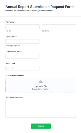 Annual Report Submission Request Form Template