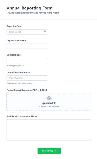 Annual Reporting Form Template