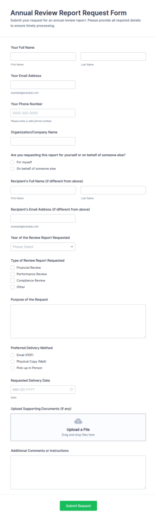 Annual Review Report Request Form Template