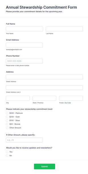 Annual Stewardship Commitment Form Template