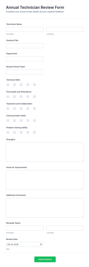 Annual Technician Review Form Template