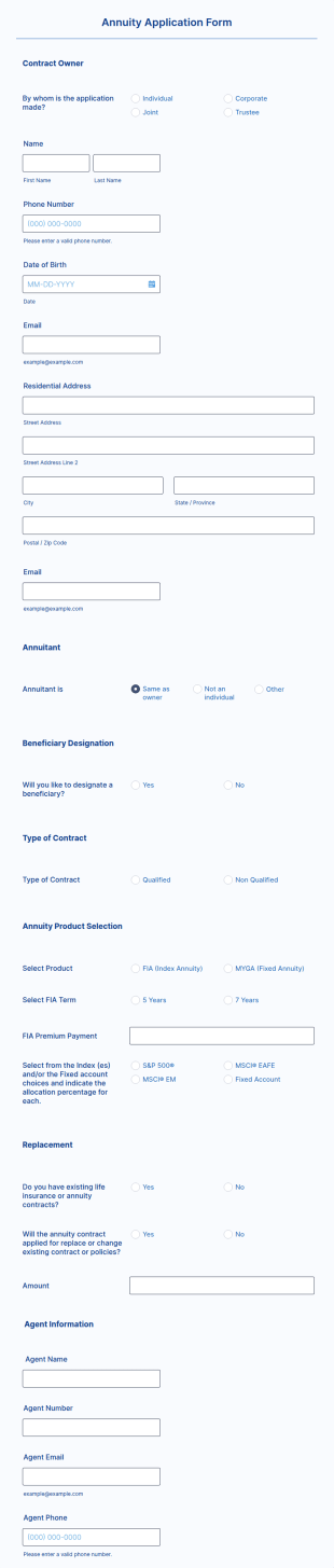 Annuity Application Form Template