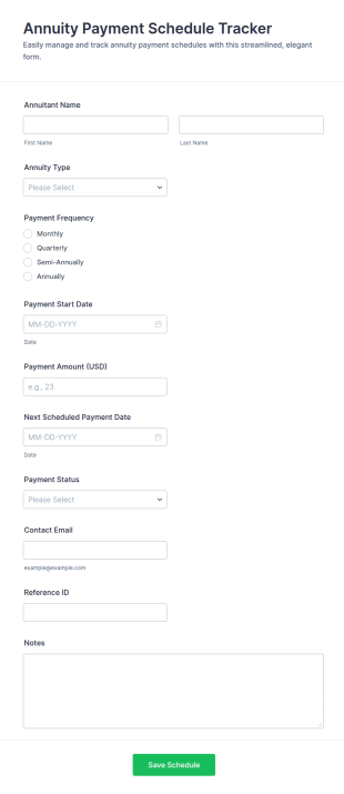 Annuity Payment Schedule Tracker Form Template