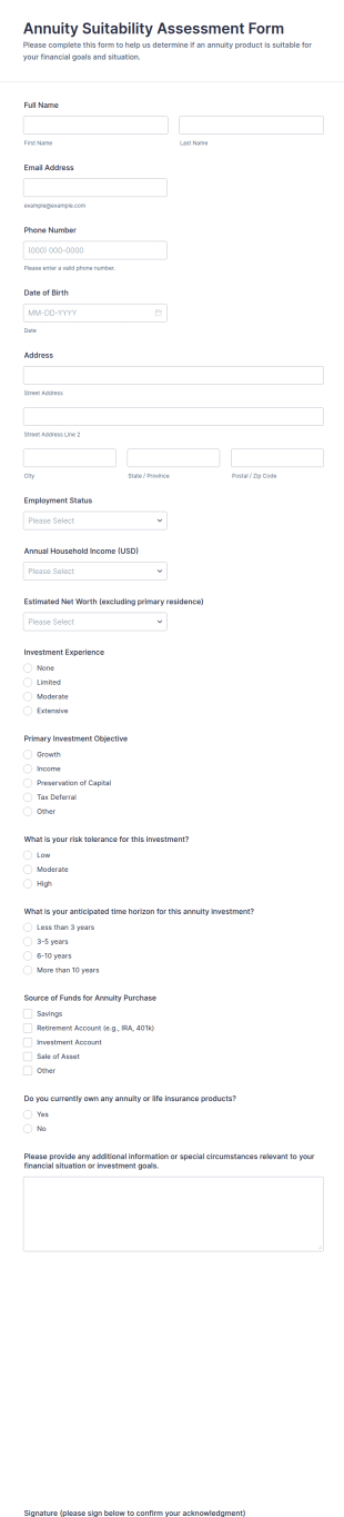 Annuity Suitability Assessment Form Template