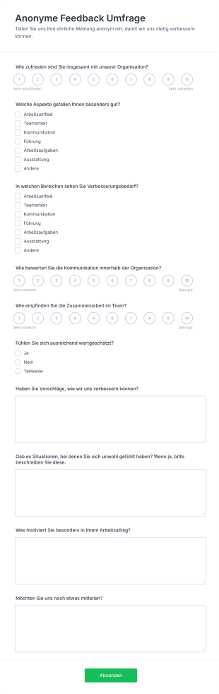 Anonyme Feedback Umfrage