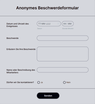 Anonymes Beschwerdeformular Form Template