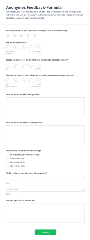 Anonymes Feedback Formular