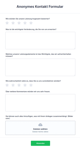 Anonymes Kontakt Formular