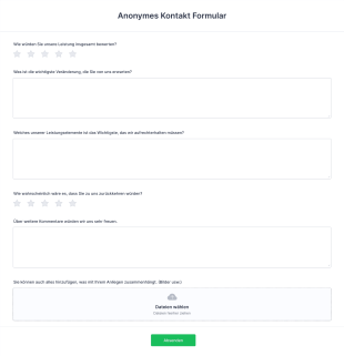 Anonymes Kontakt Formular Form Template