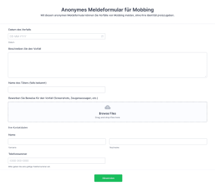 Anonymes Meldeformular Für Mobbing Form Template