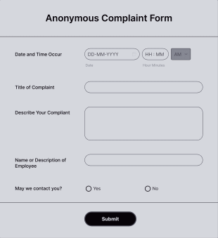 Anonymous Complaint Form Template