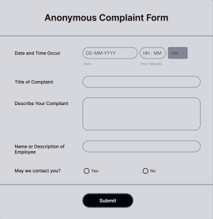 Anonymous Complaint Form Template