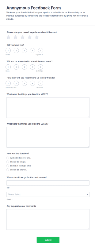 Anonymous Feedback Form Template