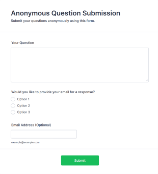 Anonymous Question Submission Form Template