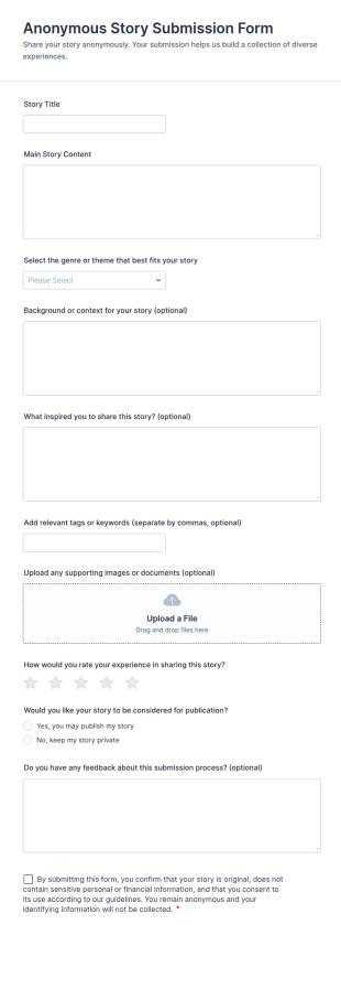 Anonymous Story Submission Form Template