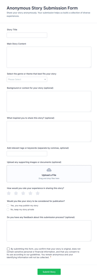 Anonymous Story Submission Form Template
