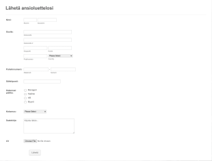 Ansioluettelolomake Form Template