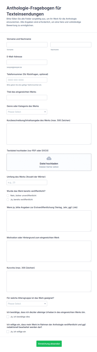 Anthologie Einreichungsformular