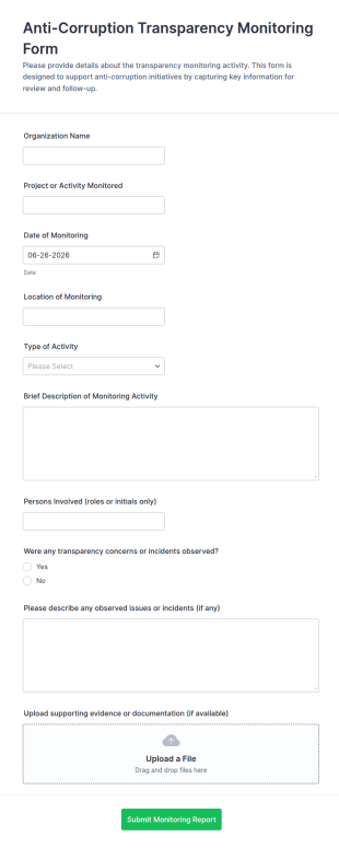Anti Corruption Transparency Monitoring Form Template