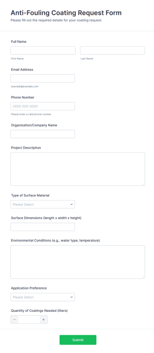 Anti Fouling Coating Request Form Template