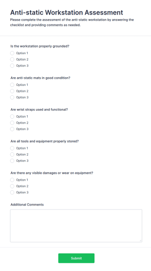Anti Static Workstation Assessment Form Template