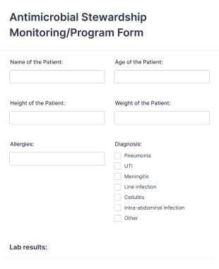 Antimicrobial Stewardship Monitoring Form Template