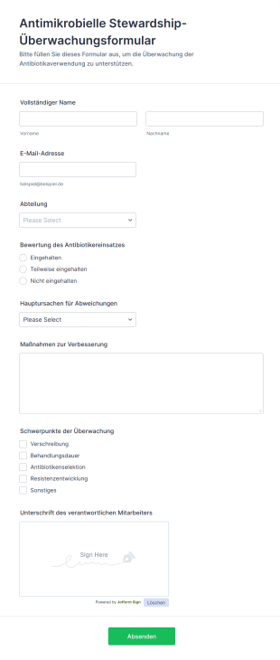 Antimikrobielle Stewardship Überwachungsformular