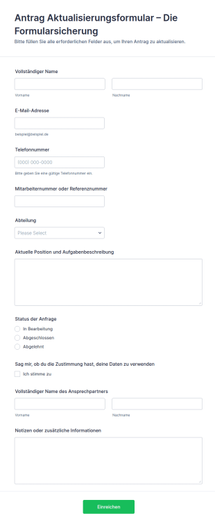 Antrag Aktualisierungsformular – Die Formularsicherung
