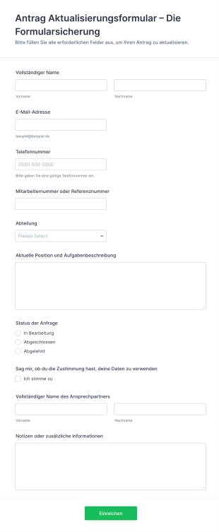 Antrag Aktualisierungsformular – Die Formularsicherung