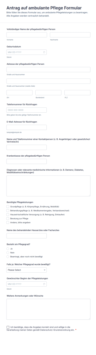 Antrag Auf Ambulante Pflege Formular