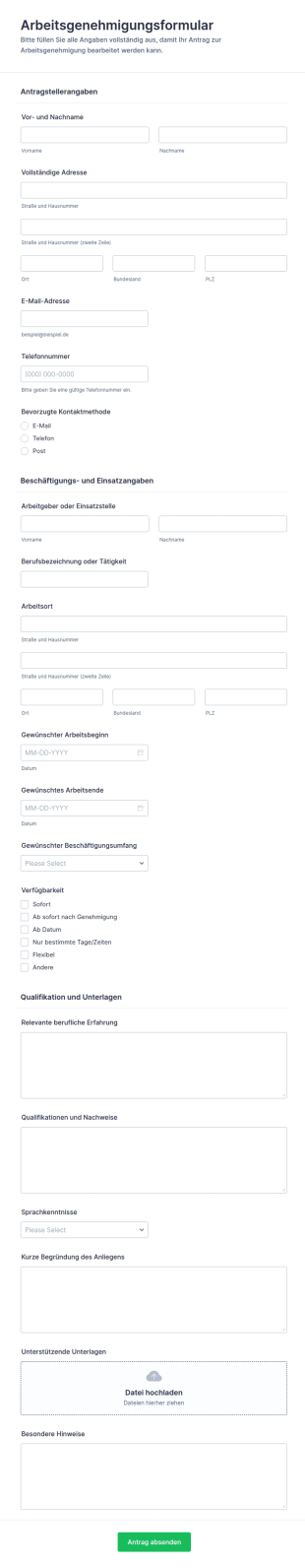 Antrag Auf Arbeitserlaubnis