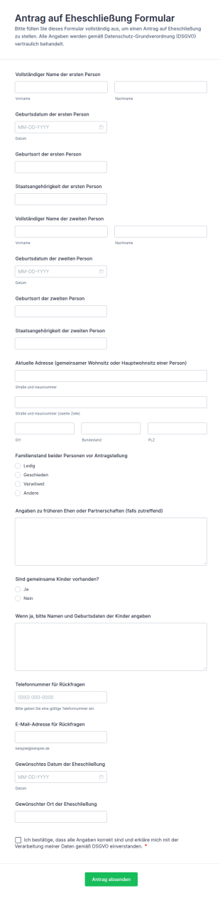 Antrag Auf Eheschließung Formular