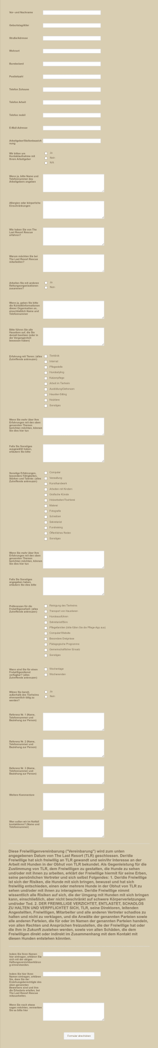 Antrag Auf Ehrenamt In Der Tierrettung Form Template