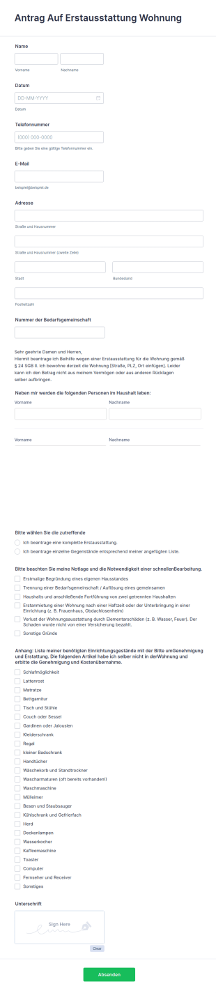 Antrag Auf Erstausstattung Wohnung