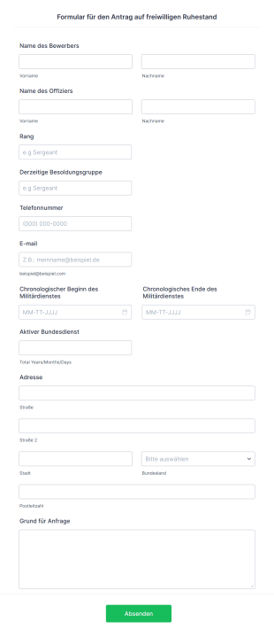 Antrag Auf Freiwilligen Ruhestand Form Template