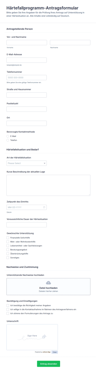 Antrag Auf Härtefallförderung Form