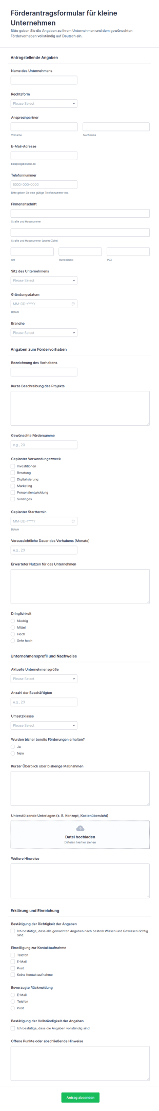 Antrag Auf Kleinunternehmer Förderung Form