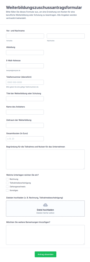 Antrag Auf Lehrgangs Und Studienkostenrückerstattung Formular 📚
