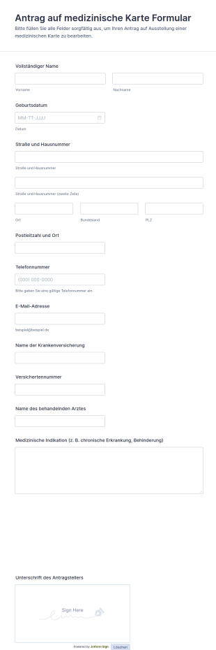 Antrag Auf Medizinische Karte Formular